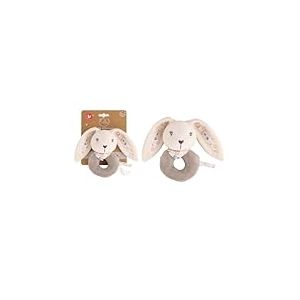DODO D'AMOUR - Hochet - Lapin - 053955 - Beige - Polaire - Naissance - Peluche - Bébé - Rassurant - Doux - Lavable - À Partir de 0 Mois