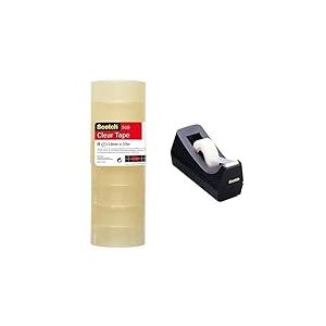 Scotch Ruban Adhésif Transparent 508-8 Rouleaux - 19mm x 33m - Ruban Adhésif Transparent à Usage Général pour l'Ecole, la Maison et le Bureau & 3M C-38 Dérouleur adhésif