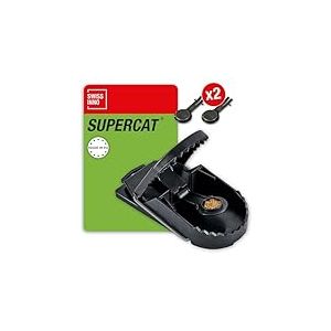 SWISSINNO Piège à Rats SuperCat - Piège à Ressort réutilisable et fiable avec appât au Beurre de cacahuète - Prêt à l'emploi - Utilisation intérieure et extérieure - 1 Piège + 2 Recharges d'Appât