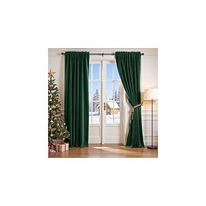 Lazzzy Lot de 2 Rideaux occultants Extra Longs en Velours &agrave; Isolation Thermique pour Chambre &agrave; Coucher et Salon, 305,8 cm, Vert &eacute;meraude