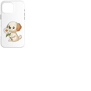 Chien avec Fleur pour Amoureux des Chiots, Femmes et Filles, Chien Mignon Coque pour iPhone 16 Pro Max