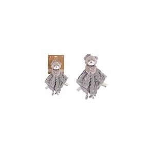 DODO D'AMOUR - Doudou Carré - Ours - 053932 - Gris - Polaire Alvéolée - Cadeau Naissance - Peluche - Bébé - Doux - Lavable en Machine - Design Français - À Partir de 0 Mois