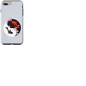 Yin Yang Koi Poisson Japonais Cerisier Fleur Sakura Art Zen Coque pour iPhone 7 Plus/8 Plus