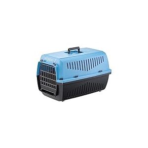 Ferplast Caisse de Transport Chat Skipper 2, Cage de Transport pour Chiens Petits et Chats Max 8 Kg, Boite Transport, Voyage Animaux domestiques, 55x36xh33 cm, en Plastique avec Poignée Pliante, Bleu