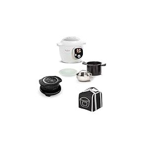 Moulinex Lot Multicuiseur intelligent Cookeo+, Cuisson haute pression, 150 recettes int&eacute;gr&eacute;es + Couvercle Extra Crisp pour frire sans huile + Housse de transport