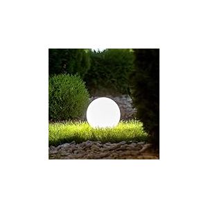 BEPER P207ILO225 Boule lumineuse pour jardin, LED RGB, lumière blanche et multicolore avec capteur crépusculaire, alimentation solaire, avec piquet pour extérieur, diamètre 25 cm.