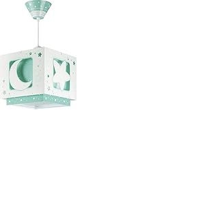 Dalber Lustre Chambre Enfant Moonlight lune et &eacute;toiles Vert, lustre chambre enfant, 63232H, E27