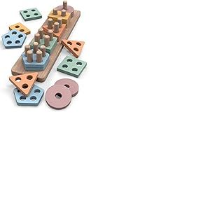 GOPO TOYS Montessori Toys for 18+ Months Old - Toddlers Wooden Sorting and Stacking Toys for Baby Boys and Girls - Shape Sorter and Color Stacker Preschool Kids Wood Gifts (Style A)