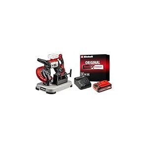 Einhell Scie à ruban sans fil TE-MB 18/127 U Li-Solo Power X-Change (18 V, hauteur de coupe 115 mm, largeur de coupe 127 mm, piètement, lampe LED + 2 rubans de scie) avec Chargeur et Batterie 4,0Ah