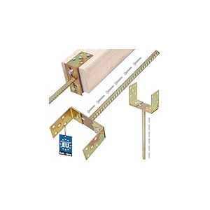 KOTARBAU® Support de Poteau en U 0-160 mm Pied de Poteau Reglable Tige de 385 mm Support Poteau Bois U en Acier Galvanisé À Bétonner Fixation Poteau Bois Pied Poteau Bois Ancrage Poteau