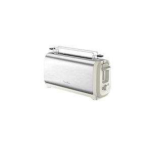 Moulinex Subito, Grille-pain longue fente avec chauffe-viennoiseries, Dorage plus rapide, Économies d'énergie, Rise et inox, LS5S1AE0
