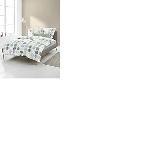 Bierbaum Parure de lit en Flanelle Fine Motif 4153 Vert 30 135 x 200 cm + 80 x 80 cm