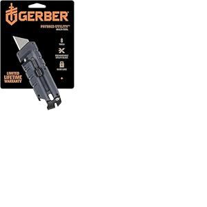 Gerber Outil polyvalent avec 8 fonctions, Prybrid-Utility, Couteau Multifonction, Levier et Coupe Ceinture, Bleu, Acier inoxydable, 1068163