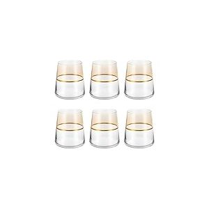 KASANOVA Lot de 6 verres à eau 420 ml beige et or Spectrum