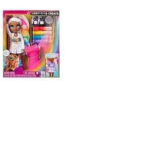 RAINBOW HIGH Air Brush & Create - 1 Poupée Mannequin DIY avec Kit Airbrush Market Kit, Marqueurs Arc-en-Ciel Lavables, Cheveux Longs, Yeux Gris, Jeu Créatif de 4 Ans à 12+.