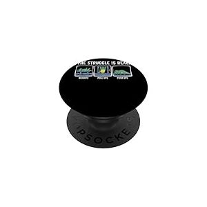 The Struggle is Real Dinosaure Cartoon Humour Sport Fitness PopSockets PopGrip Adhésif