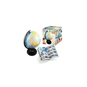 BUKI France - Globe Terrestre 20 cm pour Enfants – Découverte Pays, Villes, Océans et Fleuves – Socle Noir Mat – Notice Illustrée avec 130 Photos – Éducatif dès 6 Ans