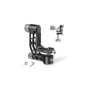 NEEWER GM102 Tête Gimbal pour Trépied Monopode Téléobjectif,Tête de Trépied Panoramique 360°,3 Axes de Réglage,Alliage d'Aluminium CNC Robuste,Système Arca Type Dégagement Rapide,Charge Max 33lb/15kg