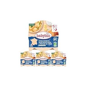 BABYBIO - Ravioli Emmental sauce Patate Douce pointe de Fromage de chèvre français - 15+ mois - 190g - BIO (Lot de 4)