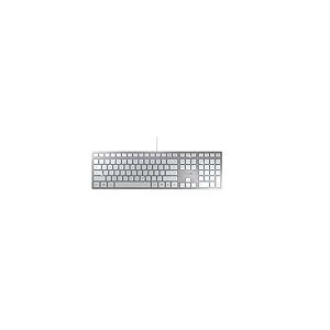 CHERRY KC 6000 Slim, Clavier au Design Ultra-Plat, Disposition EU (QWERTY), Filaire (Port USB-A), Touches silencieuses, Marquage Durable, Argent&eacute;