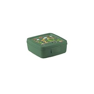 Snips Boîte à sandwich, Boîte à déjeuner pour enfants, Décor Dinosaure, Boîte à repas 14,5 x 14,5 x 5,5 cm, Couleur verte, Made in Italy