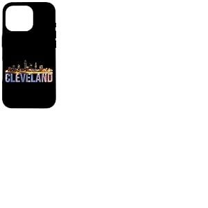 The Land Night Downtown Cleveland Skyline Art Ohio Downtown Coque pour iPhone 16 Pro