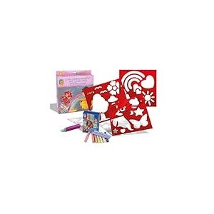 Malefix Street Lot de pochoirs à craie licorne – 3 pochoirs, 18 craies en 9 couleurs, 1 support de craie – Conjurez des illustrations de licorne dans la ferme, le jardin et l'asphalte – Pour des