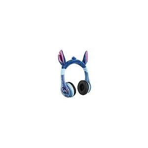 eKids Disney Stitch Casque Bluetooth sans Fil avec Microphone avec Cordon auxiliaire, Volume réduit pour Enfants, pour l'école, la Maison ou Les Voyages
