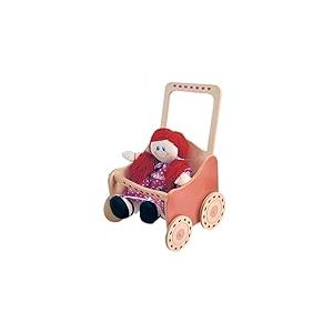 Dida - Poussette pour Poupées Nature en Bois, Landau pour Grandes Poupées jusqu'à 50 cm, Jeux Éducatifs de Rôle pour Enfants de 2 à 4 Ans, Idéal pour Le Développement Créatif