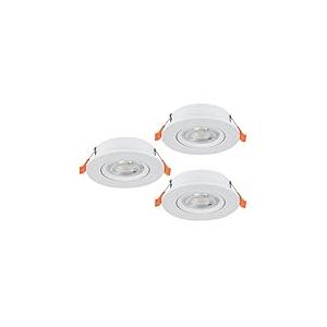 Eglo jeu de 3 spots LED encastrés Barranco, lampes à encastrer avec dip switch, luminaires encastrables ronds, éclairage de plafond en plastique blanc, blanc chaud - froid, ampoules GU10