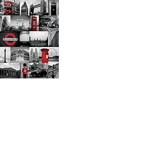 Pyramid International WDC90061London 60 x 80 cm Red Collage CanvasToile imprimée sur cadre en mdf - canvas