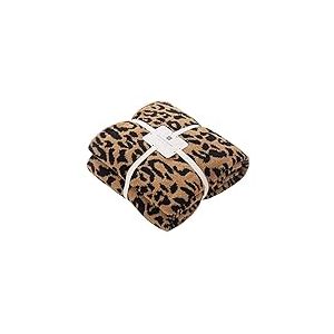 MH MYLUNE HOME Couverture Ultra Douce en Microfibre à Motif léopard (127 x 152,4 cm), Couverture pelucheuse et Chaude, réversible, à Motif léopard pour canapé, lit, Sofa, Marron, 127 x 152,4 cm