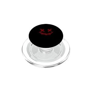 Maroon Red Burgundy Grunge Face Stitch Smile Maroon Bordeaux PopSockets PopGrip pour MagSafe