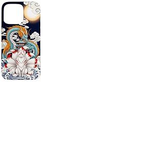 Pagode du Dragon Renard Kitsune &agrave; Neuf queues Japonaise Coque pour iPhone 15 Pro Max