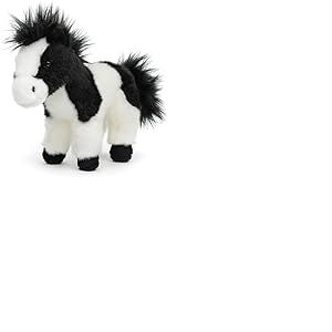 Uni-Toys Cheval Noir et Blanc, Debout &ndash; 19 cm (Hauteur) &ndash; Cheval en Peluche &ndash; Doudou