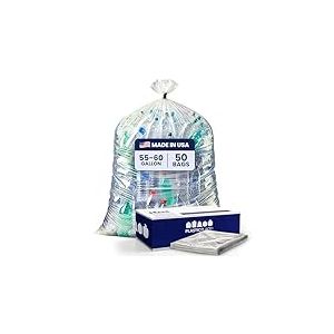 Plasticplace - W55LDC2 Lot de 50 sacs poubelle de 150 à 200 litres │ 2 mm │ Sacs poubelle transparents et résistants │ 96,5 x 147,3 cm