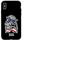 Alice Chignon cheveux désordonnés avec lunettes de soleil ruban USA Coque pour iPhone X/XS