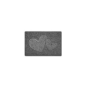 Nicoman Paillasson Double cœur en Relief Lavable, Gris foncé (Dos en Caoutchouc étanche) - Taille S (60 x 40 cm)
