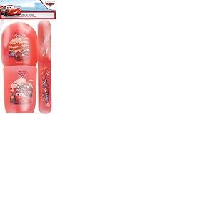 Disney Pixar Cars – Kit Voyage Toilette Trio Accessoires Bain Enfant Flash McQueen – Gobelet, Porte‑Savon, Étui Brosse à Dents – Plastique Robuste, Sûr – Hygiène - Produit Officiel Disney