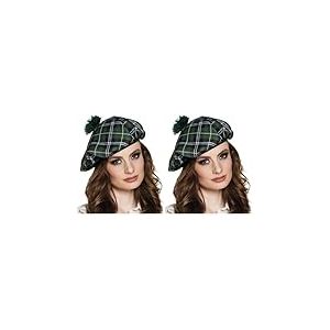 Boland - Barett Mrs. Tartan, Elastique, Bonnet &eacute;cossais, Chapeau, Ecosse, Highlands, Costume, Carnaval, F&ecirc;te &agrave; th&egrave;me (Lot de 2)