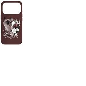 Chat Siamois avec des Fleurs, Look Vintage, Chat Siamois Coque pour iPhone 17 Pro
