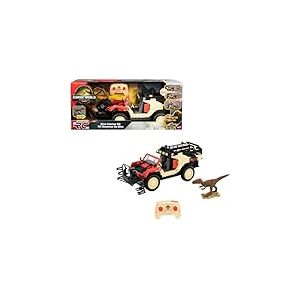Matchbox Véhicule télécommandé Chasseur de Dinos Jurassic World, véhicule à Piles avec télécommande et Figurine de Dinosaure, Chasseur de Dinos et Cage de Capture pour Le Transport, JHB67