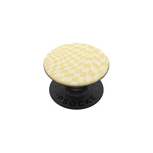 Motif damier ondulé jaune beurre rétro PopSockets PopGrip Adhésif