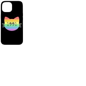 Chat né en 1991 Ans Anniversaire Maman de chat Papa de chat Coque pour iPhone 15