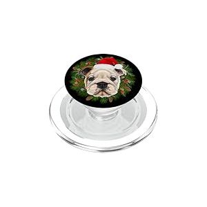 Chien Bouledogue Anglais en Bonnet de Noel Joyeux Noël PopSockets PopGrip pour MagSafe