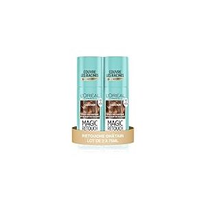 L’ORÉAL PARIS - Lot de 2 Magic Retouch Châtain - Spray Instantané Retouche Racines - Cheveux Blancs Camouflés - Zones Clairsemées Densifiées - Femmes & Hommes - Magic Retouch - 2x75ml