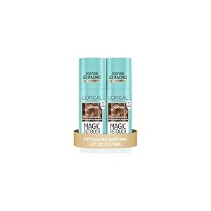 L'Oréal Paris Spray Instantané Correcteur de Racines et Cheveux Blancs - Magic Retouch - Châtain, Lot de 2 x 75 ml