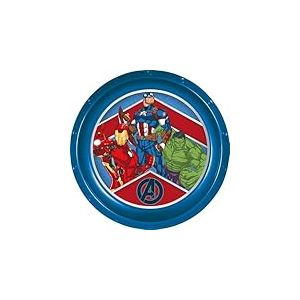 Assiette plate en plastique bleu Marvel Avengers pour enfants résistante aux chocs accidentels et réutilisable