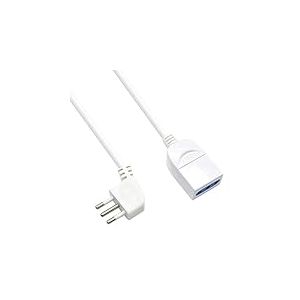 Ewent EW3802 Rallonge &eacute;lectrique 5 m Fiche italienne 10 A 90 &deg; gain de place, prise italienne 10 A, c&acirc;ble H05VV-F 3 x 0,75 mm2, prise avec protection enfant Blanc