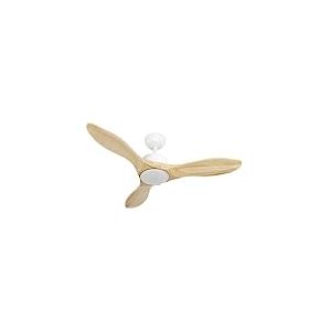 Brightium Ventilateur DC Segre 24 W en blanc avec 3 pales en hêtre, 6 vitesses, 2424 lm et 3000 K, 4000 K, 6 500 K, avec télécommande, minuterie et variateur d'intensité avec mémoire.